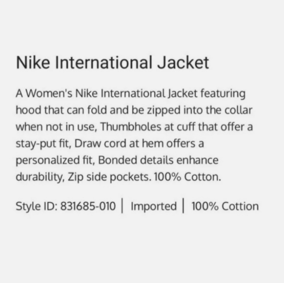 Nike women's S international jacket parka 831685-010 black gray hideaway hoodie - Picture 9 of 12
